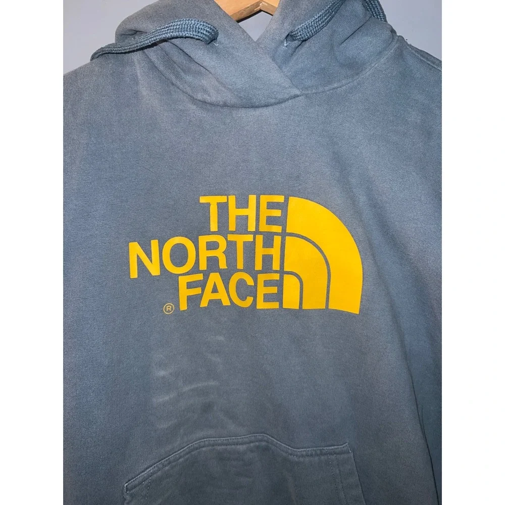 The North‎ Face Mens Hoodie Small Blue Yellow Half Dome Logo Pullover Sweatshirt